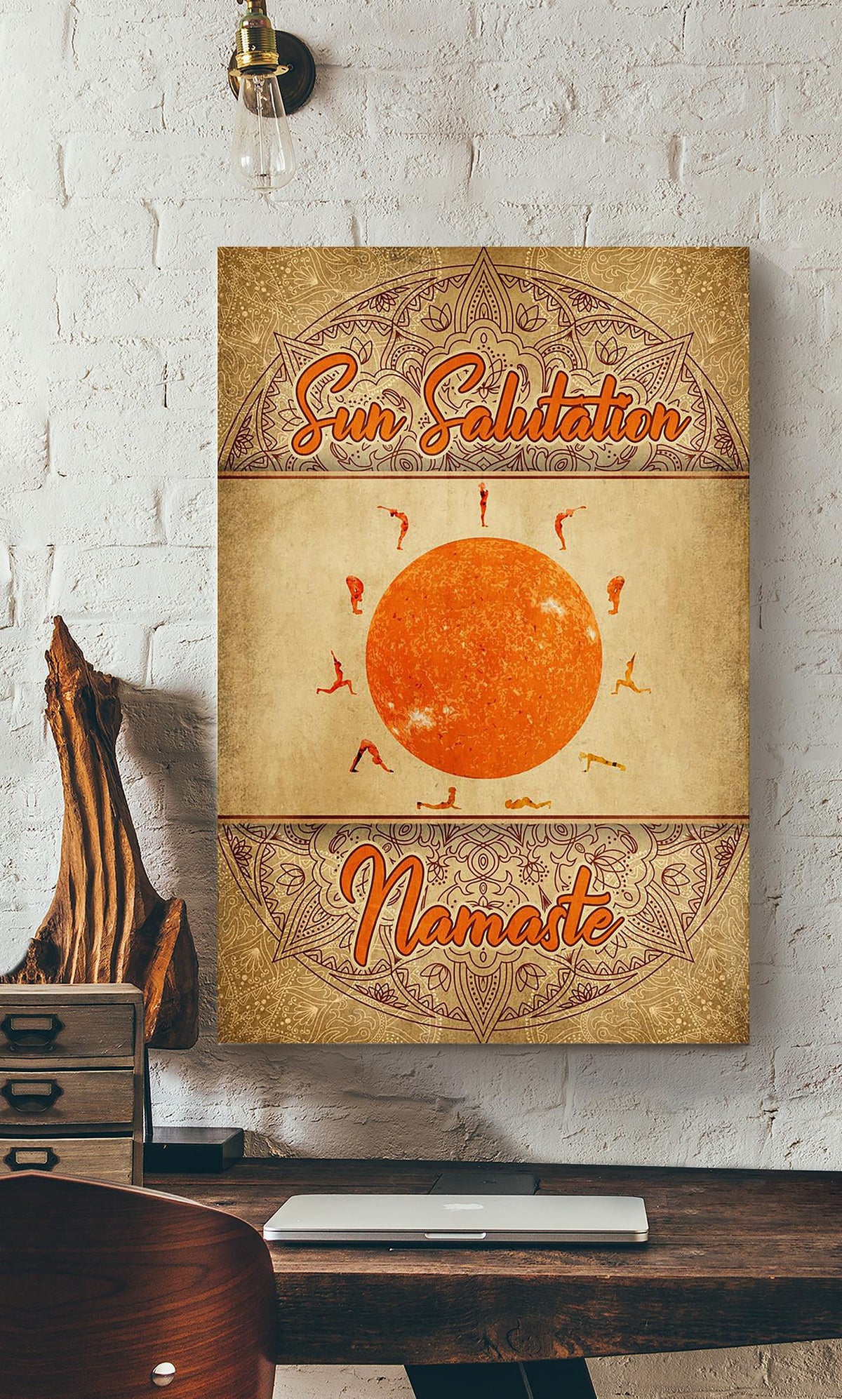 Sun Salutation Namaste Yoga Poses Gallery Canvas Wall ArtFor Yoga Studio Decor Canvas Framed Prints, Canvas