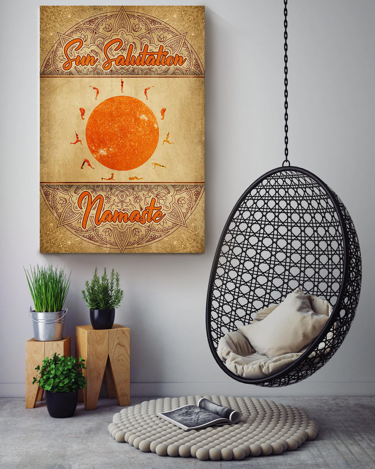 Sun Salutation Namaste Yoga Poses Gallery Canvas Wall ArtFor Yoga Studio Decor Canvas Framed Prints, Canvas