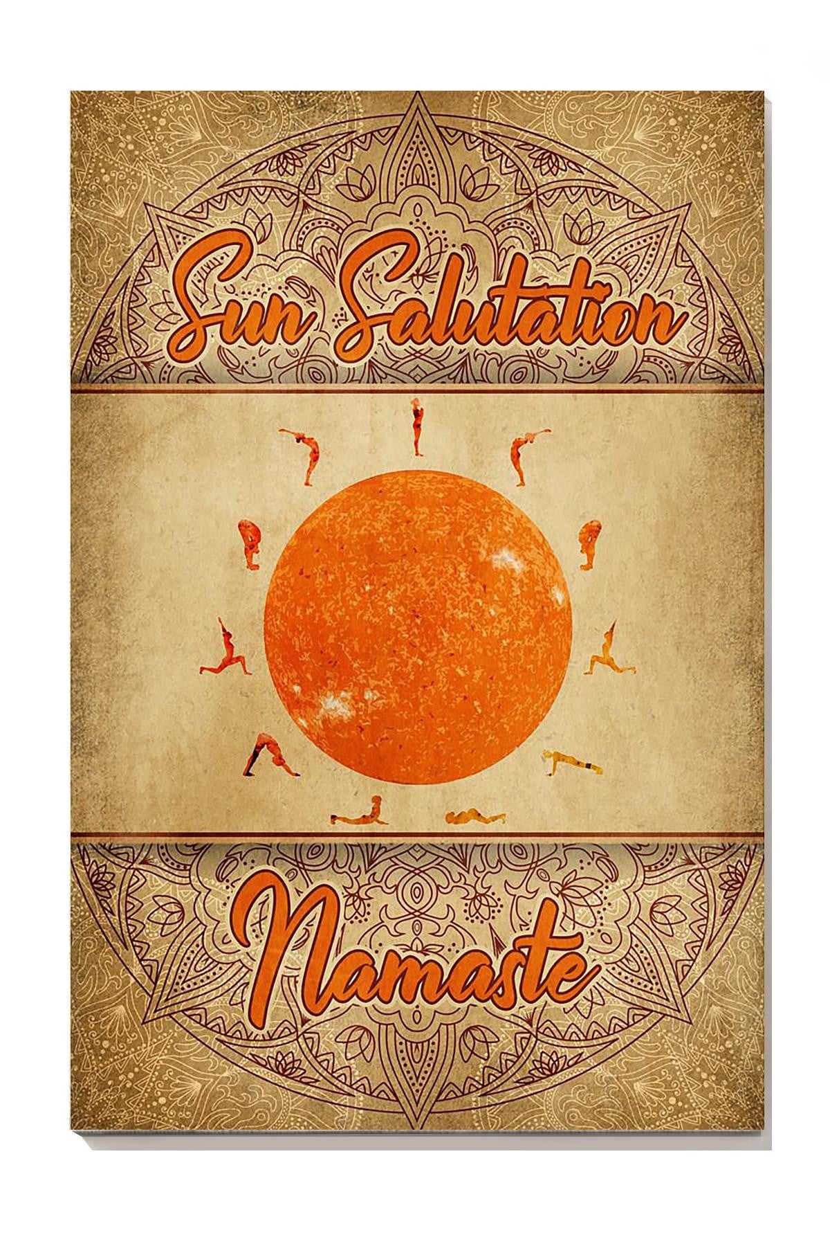 Sun Salutation Namaste Yoga Poses Gallery Canvas Wall ArtFor Yoga Studio Decor Canvas Framed Prints, Canvas