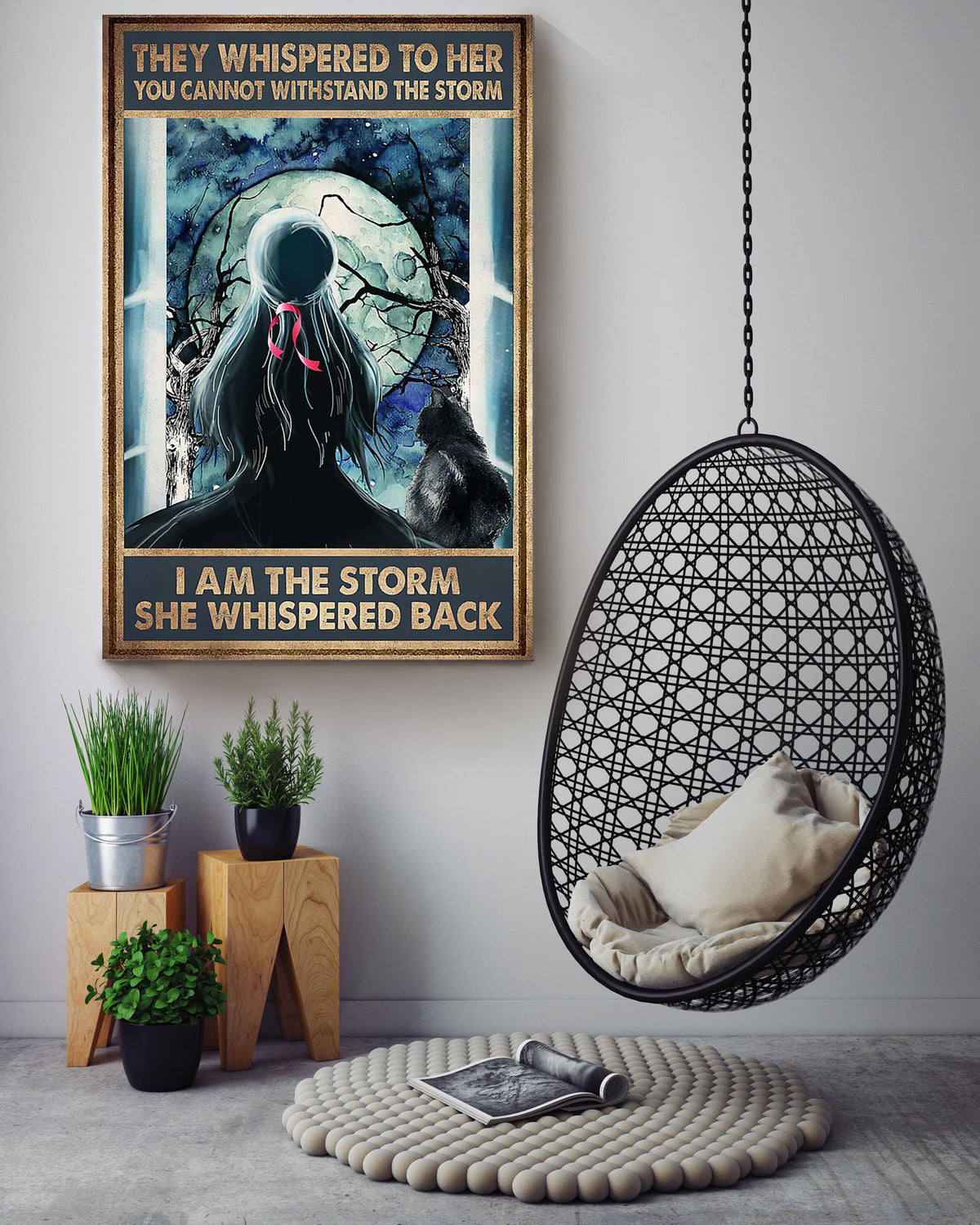 Witches They Whispered To Her Motivation Quote Gallery Canvas Wall ArtGift For Magic Girl Fairy Tales Lover 02 Canvas Framed Prints, Canvas