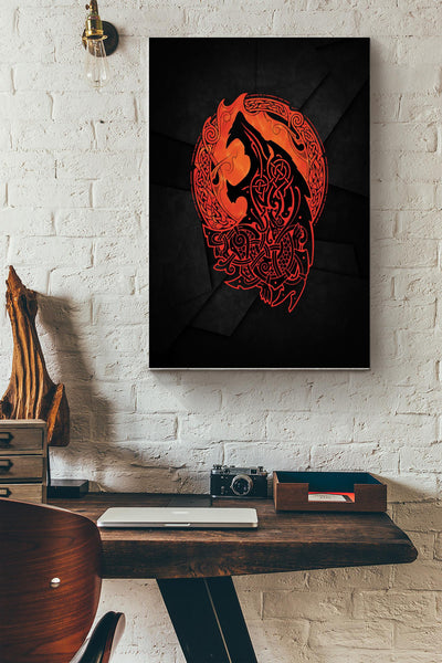 Wolf Pattern On Lava Poster Canvas Gallery Wrapped Canvas Framed Gift Idea