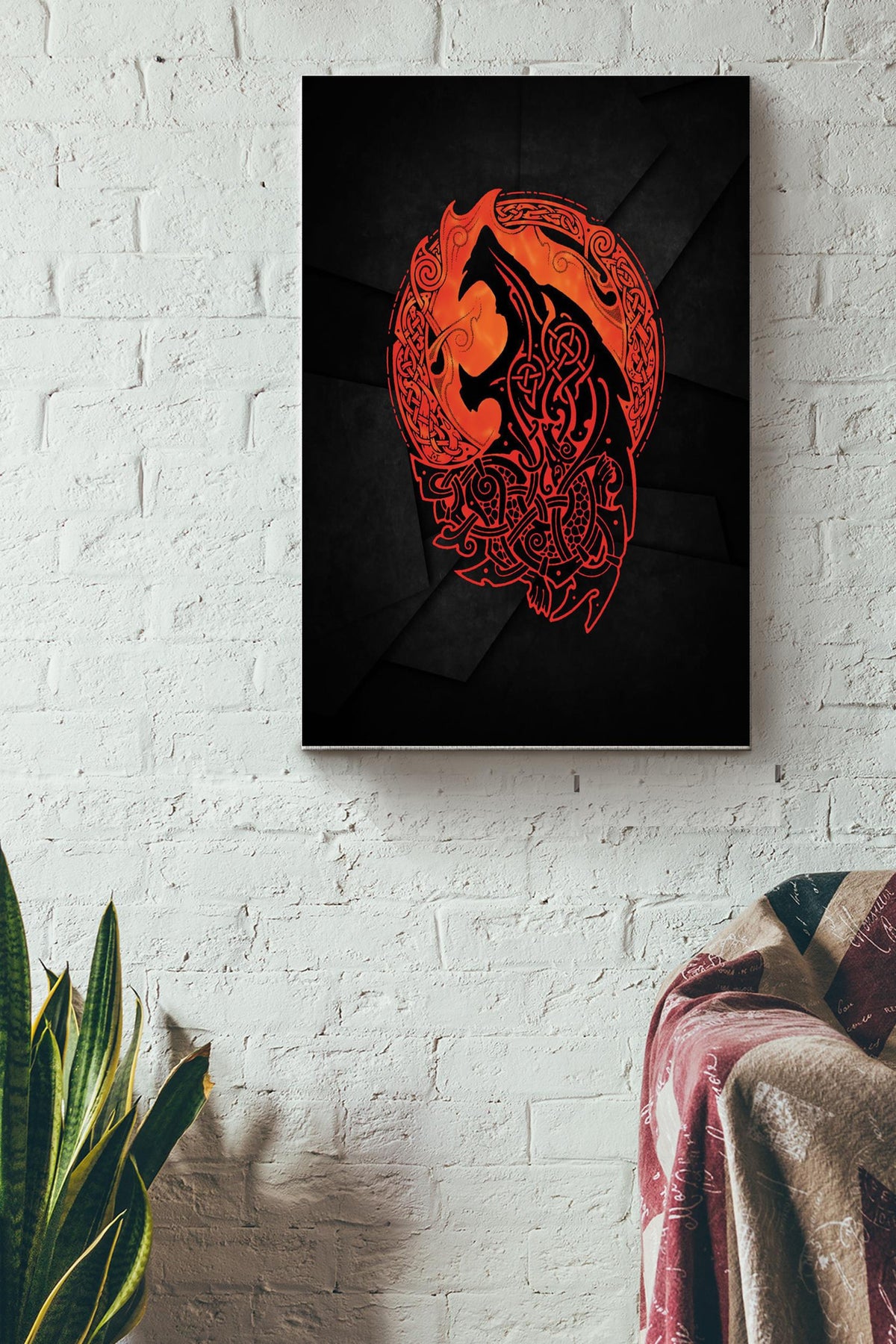 Wolf Pattern On Lava Poster Canvas Gallery Wrapped Canvas Framed Gift Idea