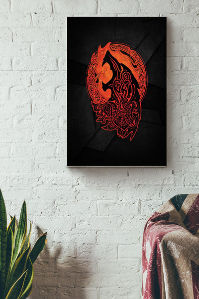 Wolf Pattern On Lava Poster Canvas Gallery Wrapped Canvas Framed Gift Idea