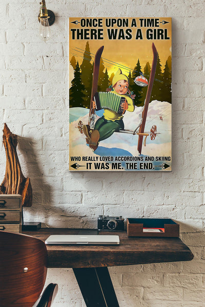 Skiing Girl Loves Accordions Canvas Gallery Wrapped Canvas Framed Gift Idea