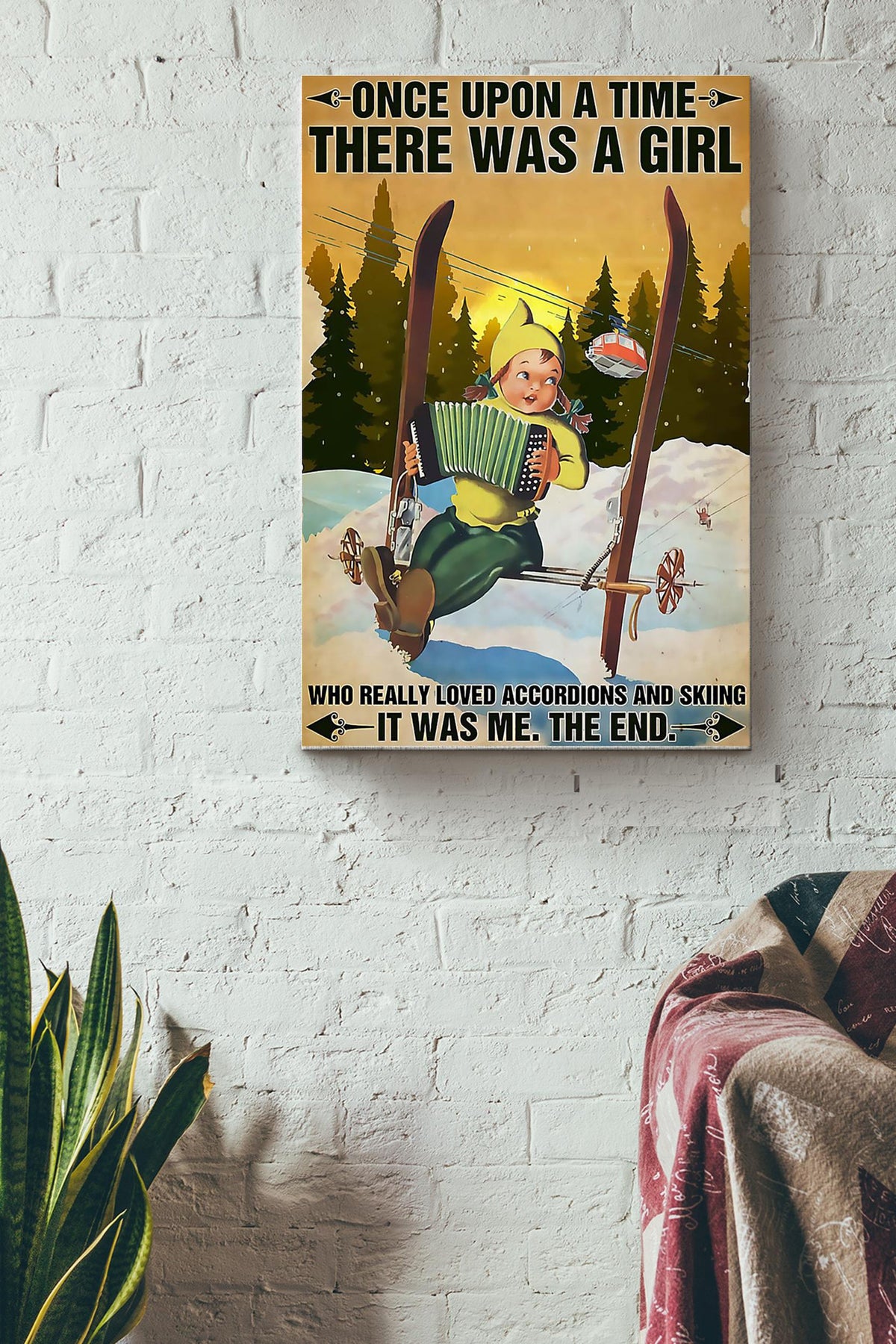 Skiing Girl Loves Accordions Canvas Gallery Wrapped Canvas Framed Gift Idea