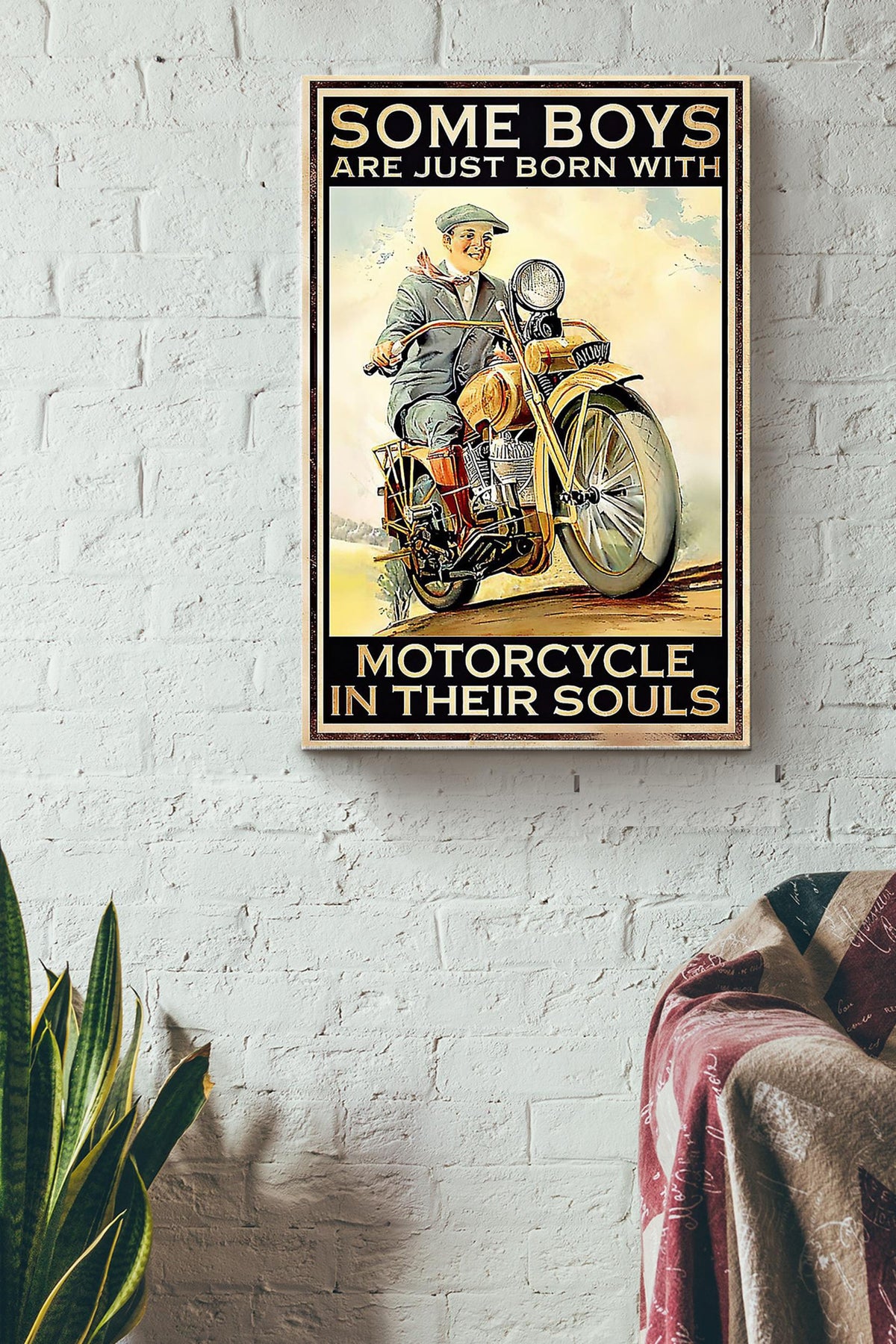Some Boys Are Born With Motorcycle In Their Souls Canvas Gallery Wrapped Canvas Framed Gift Idea