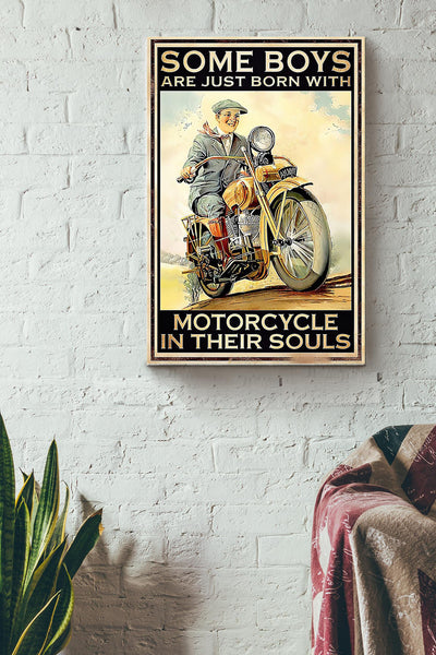 Some Boys Are Born With Motorcycle In Their Souls Canvas Gallery Wrapped Canvas Framed Gift Idea