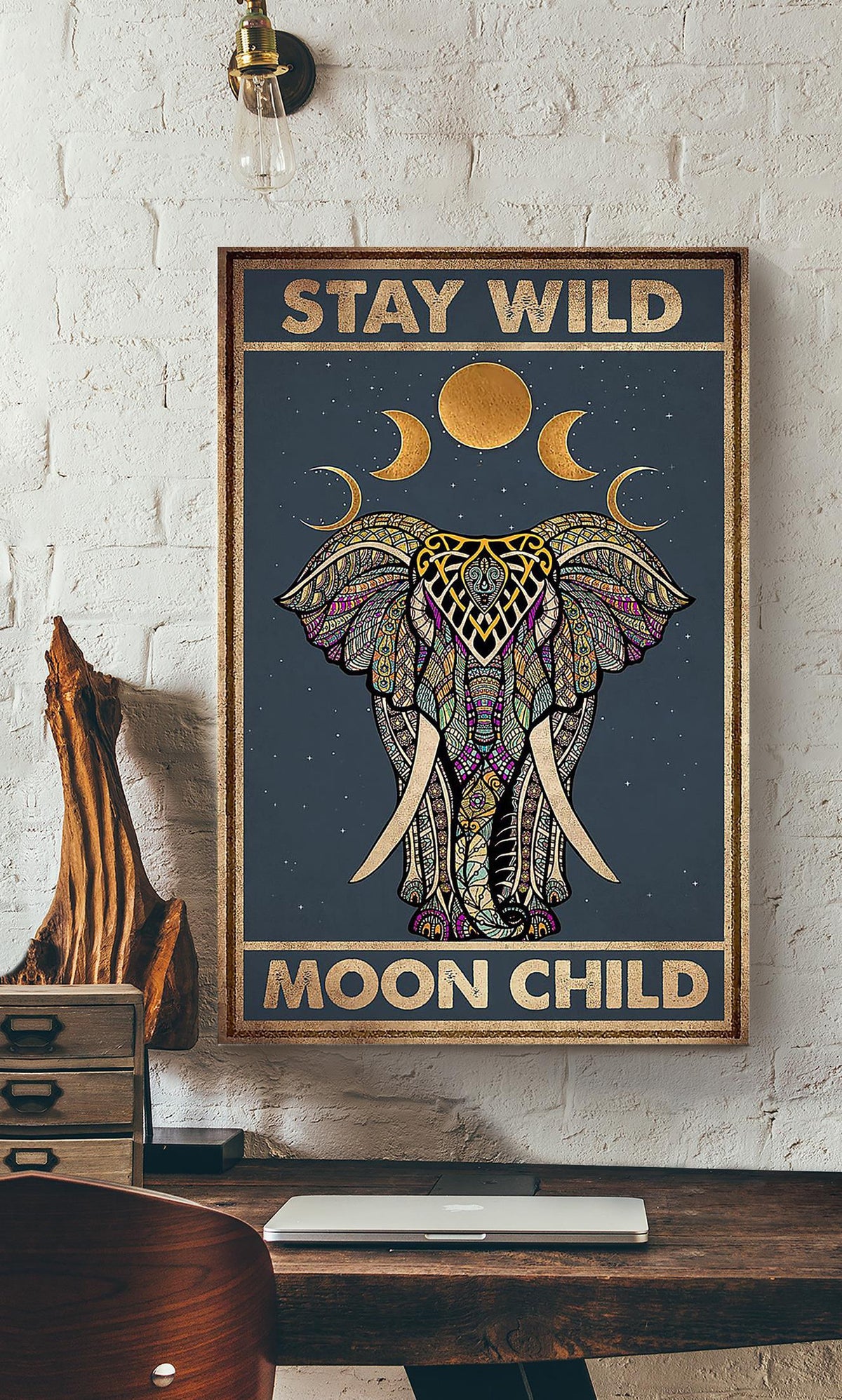 Stay Wild Moon Child Keep Calming Quote Gallery Canvas Wall ArtGift For Yoga Girl Meditation Lover 20 Canvas Framed Prints, Canvas