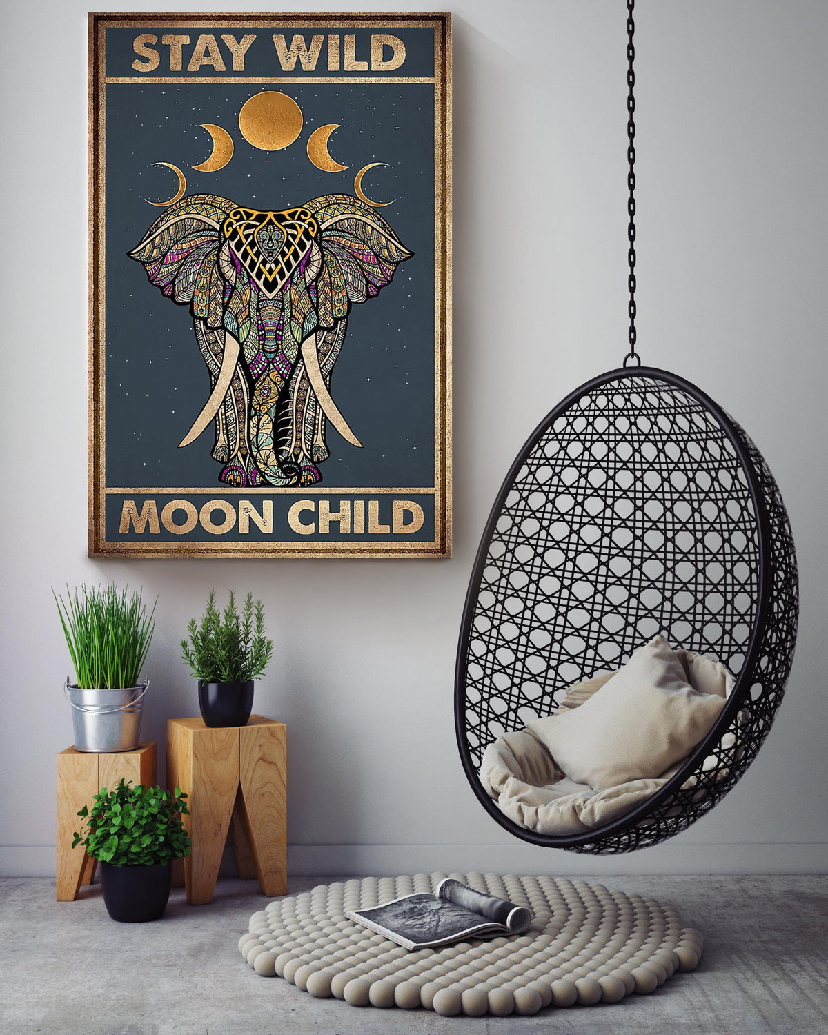 Stay Wild Moon Child Keep Calming Quote Gallery Canvas Wall ArtGift For Yoga Girl Meditation Lover 20 Canvas Framed Prints, Canvas