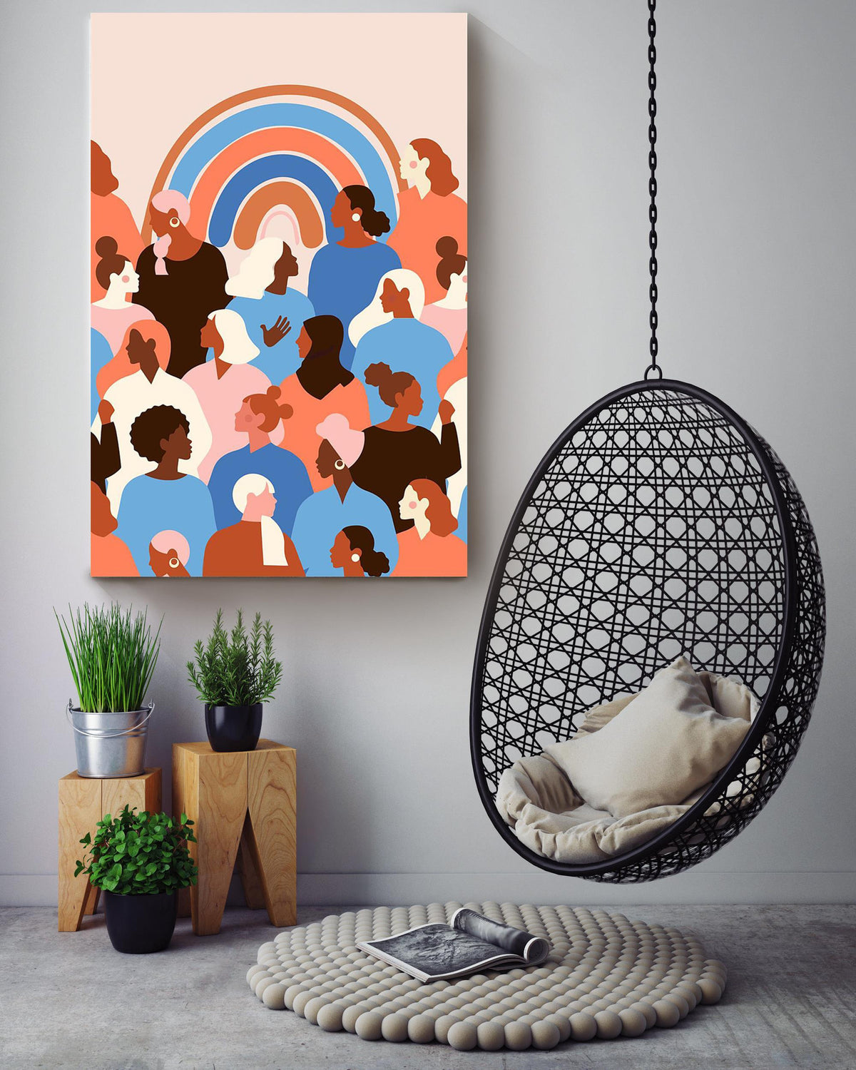 Woman With Different Skin Color Equality Gallery Canvas Wall ArtGift For Feminist Iderd Canvas Gallery Wrapped Canvas Framed Gift Idea Framed Prints, Canvas