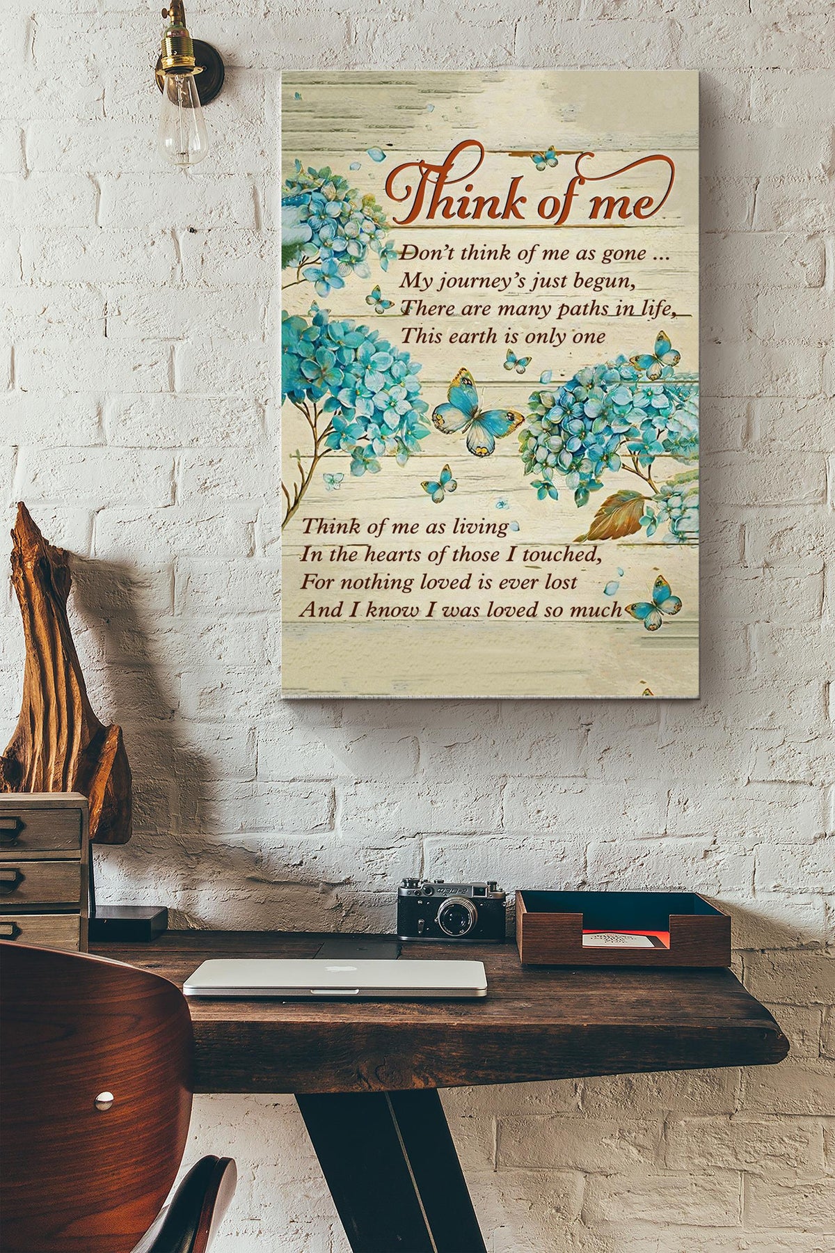 Think Of MeSympathy In Loving Memory Loss Of Loved One Remembrance Poem Sign Gallery Canvas Wall ArtMother Father Day Wedding Anniversary Canvas Gallery Wrapped Canvas Framed Gift Idea Framed Prints, Canvas