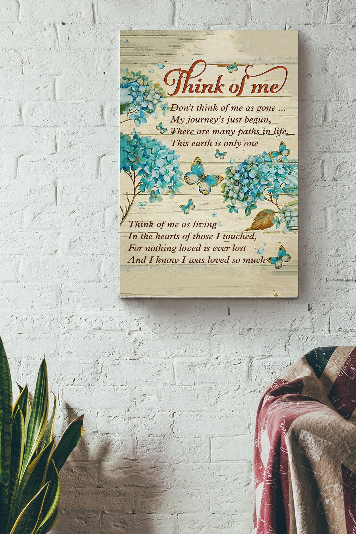 Think Of MeSympathy In Loving Memory Loss Of Loved One Remembrance Poem Sign Gallery Canvas Wall ArtMother Father Day Wedding Anniversary Canvas Gallery Wrapped Canvas Framed Gift Idea Framed Prints, Canvas