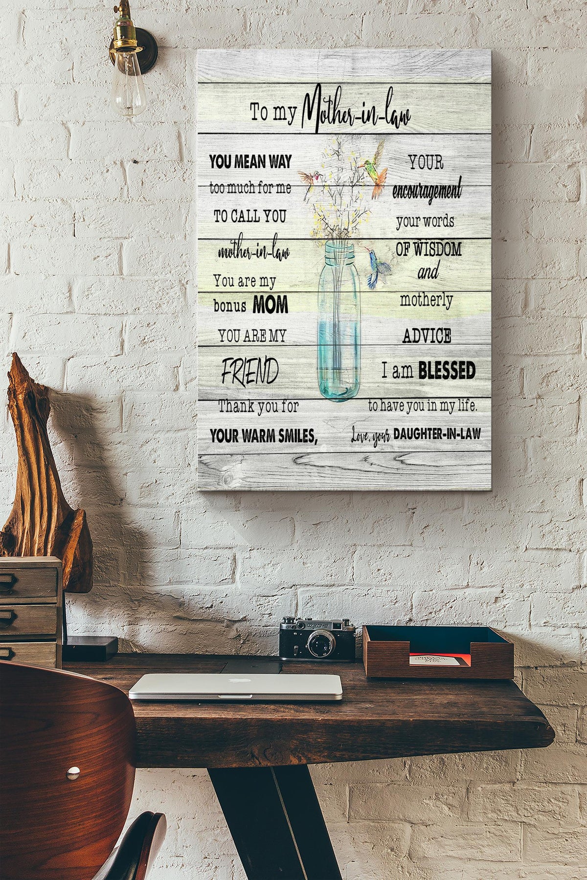 To My Mother-In-Law I Love You Poster - Family Gallery Canvas Wall Art- Gift For Family Mother Mothers Day Daughter Canvas Gallery Wrapped Canvas Framed Gift Idea Framed Prints, Canvas