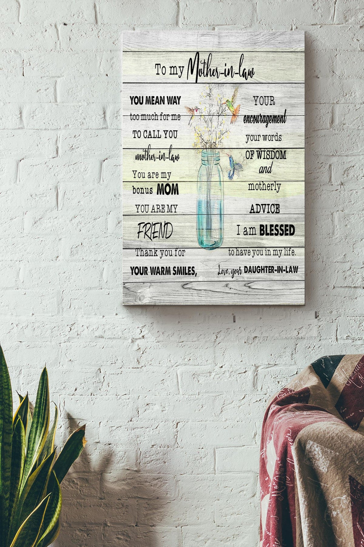 To My Mother-In-Law I Love You Poster - Family Gallery Canvas Wall Art- Gift For Family Mother Mothers Day Daughter Canvas Gallery Wrapped Canvas Framed Gift Idea Framed Prints, Canvas