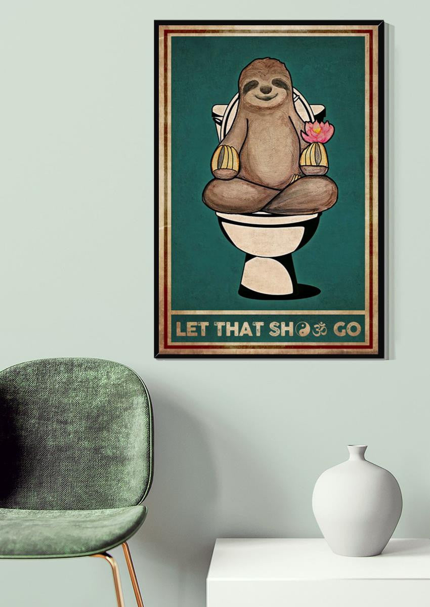 Sloth Let That Shit Go Namaste Chakra Gallery Canvas Wall ArtFor Yoga Room Decor Canvas Framed Prints, Canvas