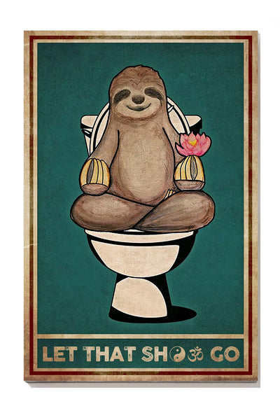 Sloth Let That Shit Go Namaste Chakra Gallery Canvas Wall ArtFor Yoga Room Decor Canvas Framed Prints, Canvas