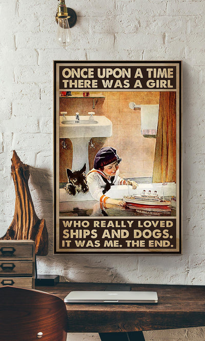 Ships And Dogs Once Upon A Time Dog Gallery Canvas Wall ArtFor Bathroom Decor Canvas Gallery Wrapped Canvas Framed Gift Idea Framed Prints, Canvas