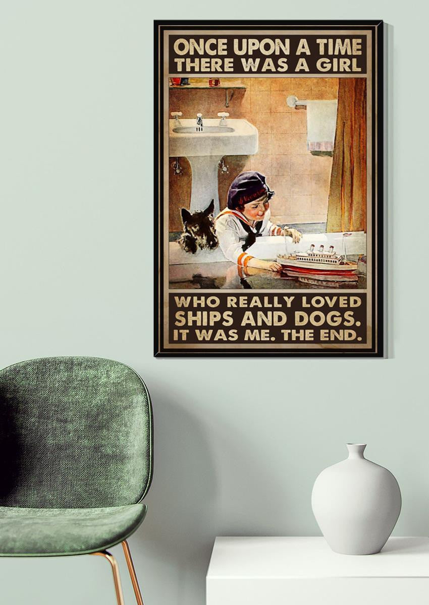 Ships And Dogs Once Upon A Time Dog Gallery Canvas Wall ArtFor Bathroom Decor Canvas Gallery Wrapped Canvas Framed Gift Idea Framed Prints, Canvas
