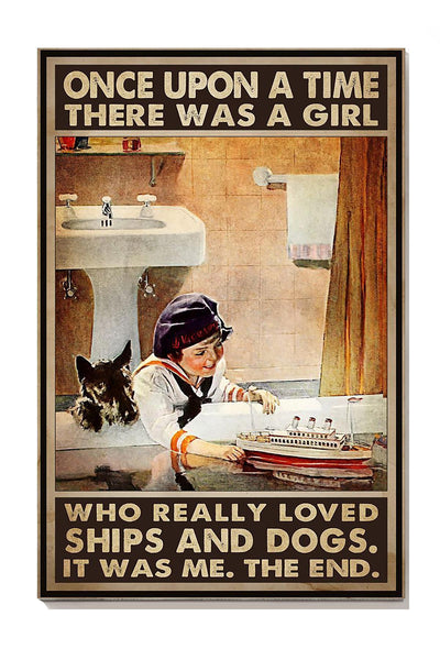 Ships And Dogs Once Upon A Time Dog Gallery Canvas Wall ArtFor Bathroom Decor Canvas Gallery Wrapped Canvas Framed Gift Idea Framed Prints, Canvas