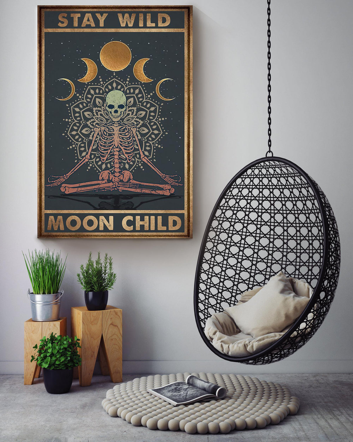 Stay Wild Moon Child Keep Calming Quote Gallery Canvas Wall ArtGift For Yoga Girl Meditation Lover 10 Canvas Framed Prints, Canvas