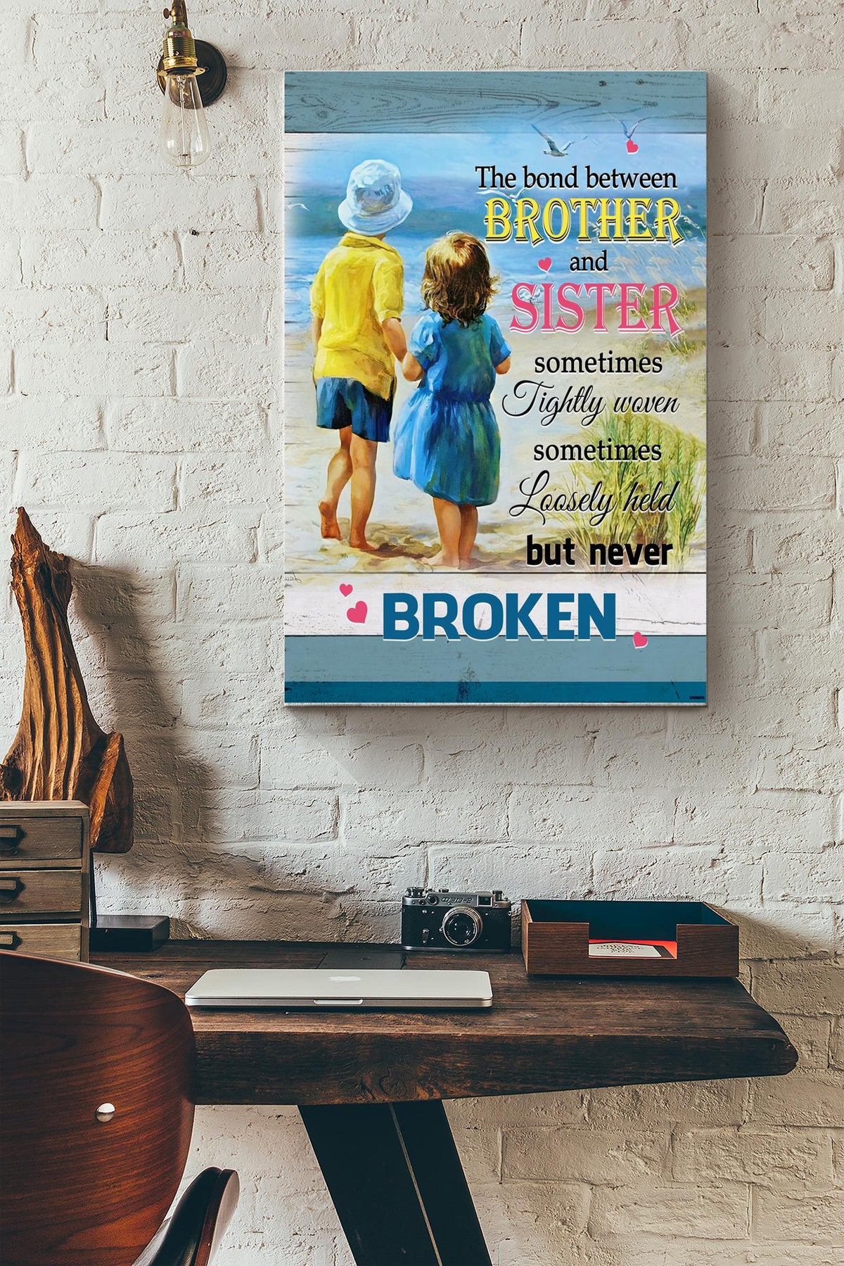 The Bond Betwwen Brother And Sister Poster - Family Gallery Canvas Wall Art- Gift Forbrother Sister Bro Sis Cousin Canvas Gallery Wrapped Canvas Framed Gift Idea Framed Prints, Canvas