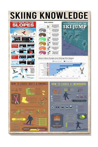 Skiing Knowledge Skiing Wall Decor Gift For Explorer Canvas