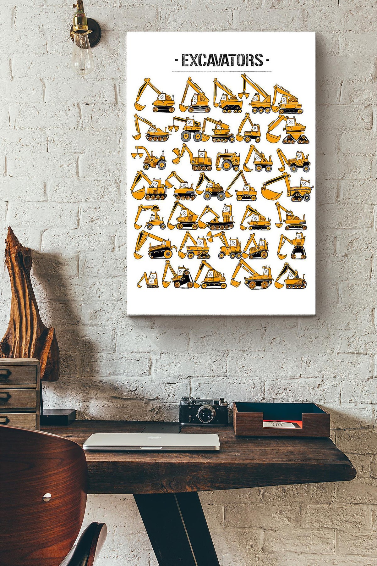 Types Of Excavators Poster Canvas Gallery Wrapped Canvas Framed Gift Idea