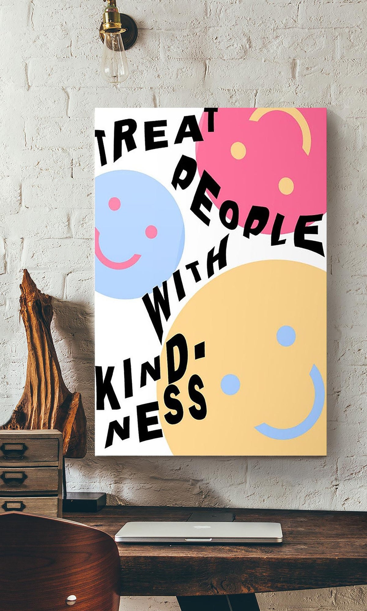 Treat People With Kindness Equality Gallery Canvas Wall ArtFor Nursery Pre School Kids Room Decor Canvas Gallery Wrapped Canvas Framed Gift Idea Framed Prints, Canvas