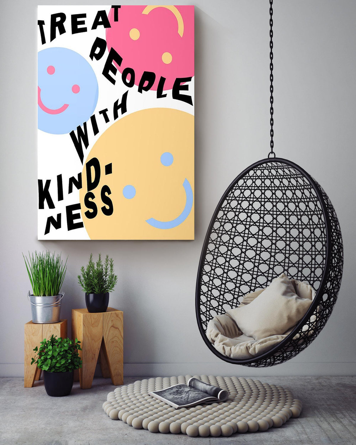 Treat People With Kindness Equality Gallery Canvas Wall ArtFor Nursery Pre School Kids Room Decor Canvas Gallery Wrapped Canvas Framed Gift Idea Framed Prints, Canvas