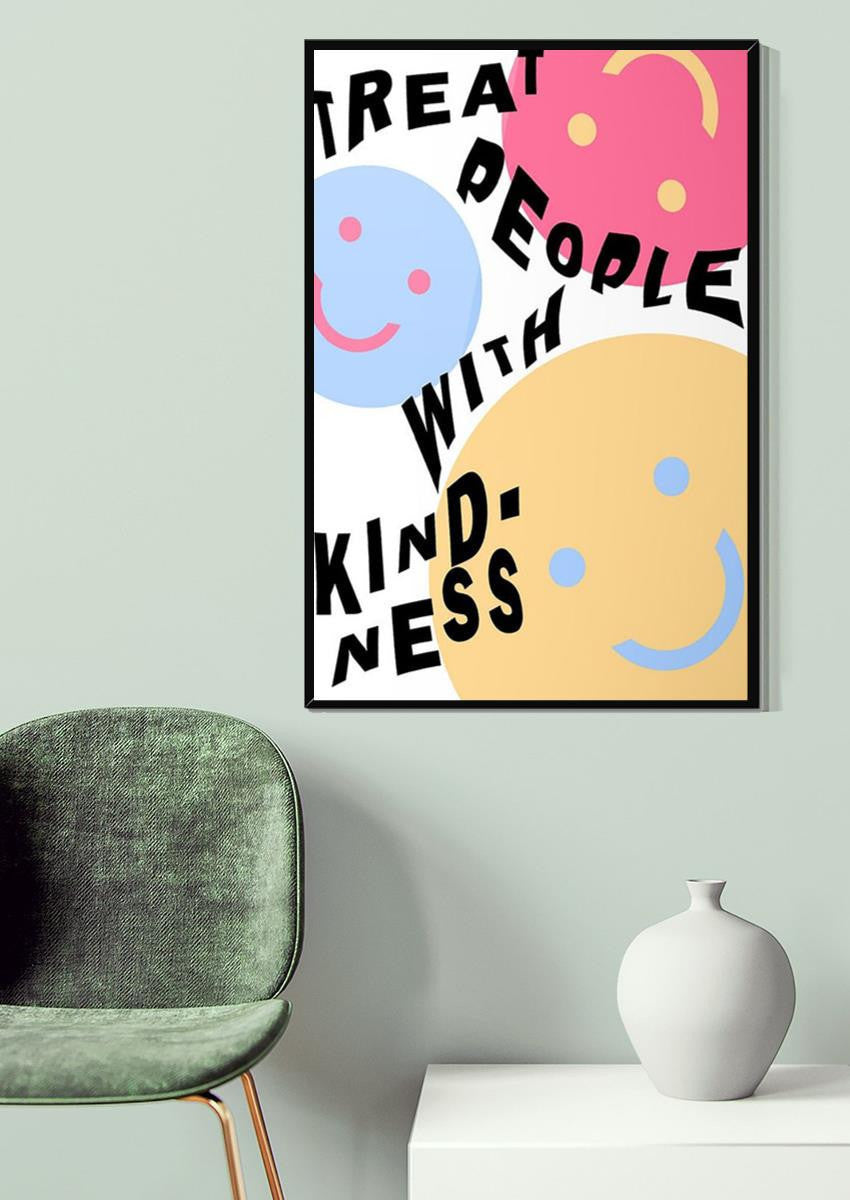 Treat People With Kindness Equality Gallery Canvas Wall ArtFor Nursery Pre School Kids Room Decor Canvas Gallery Wrapped Canvas Framed Gift Idea Framed Prints, Canvas