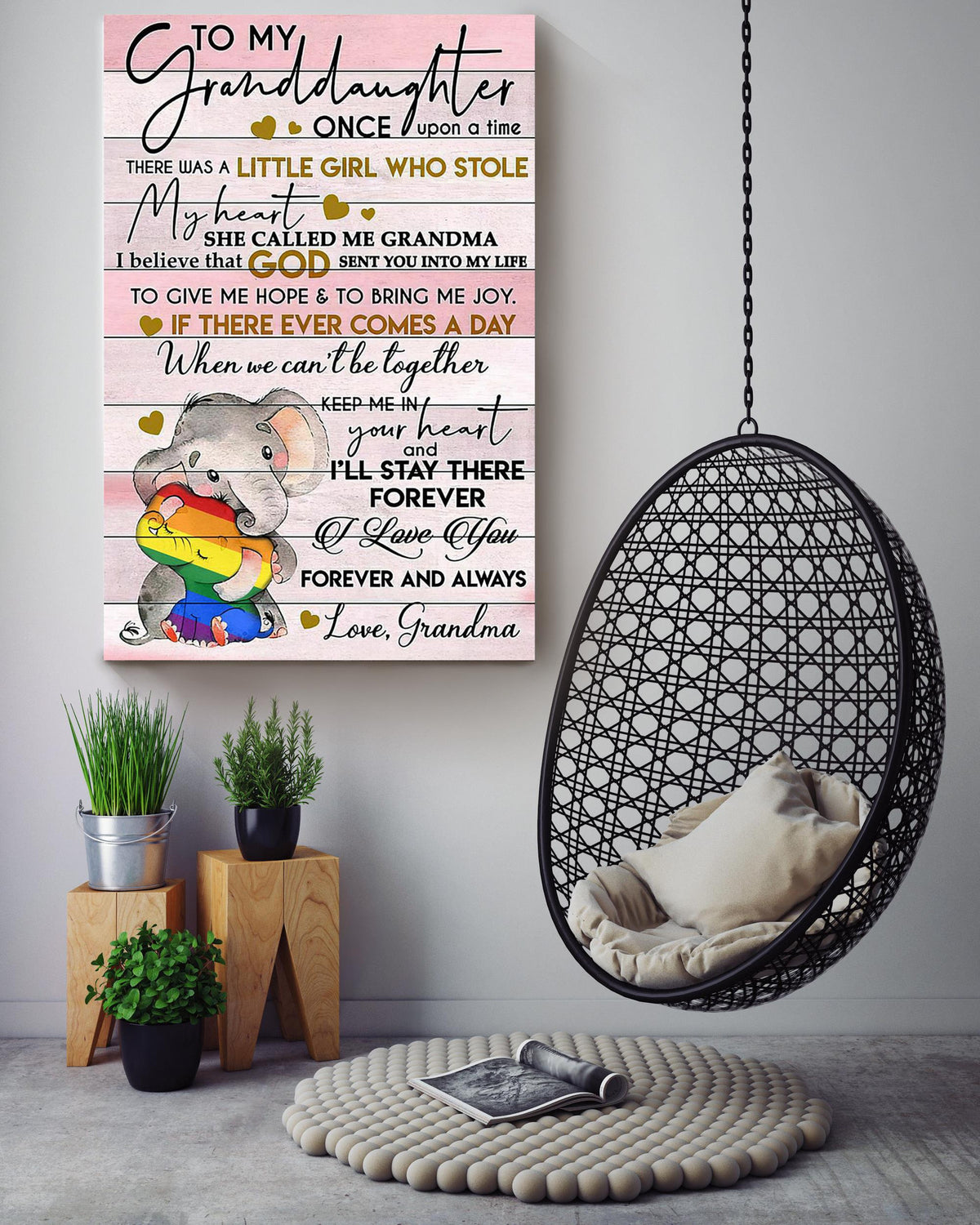 To My Granddaughter Motivation Quote Gallery Canvas Wall ArtFrom Grandma Gift For Autism Kids Canvas Framed Prints, Canvas