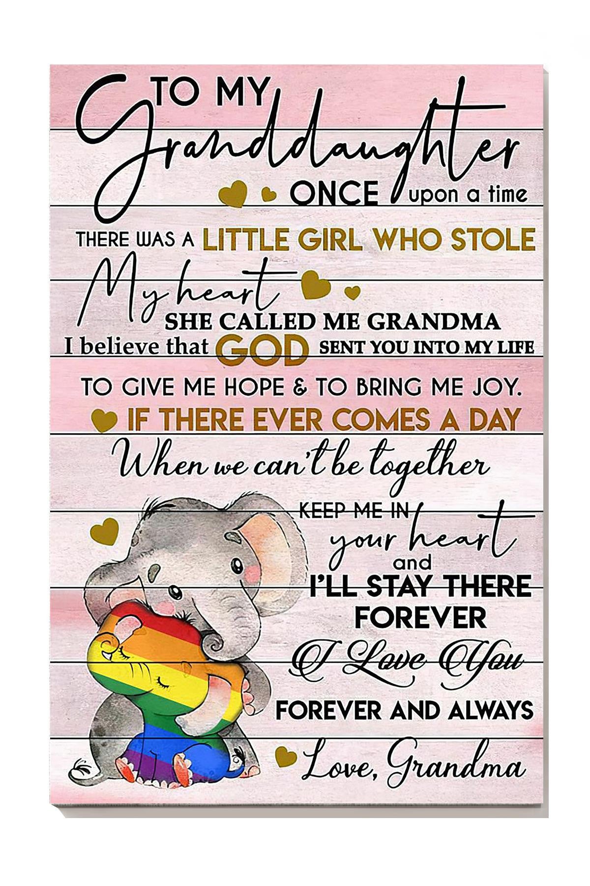To My Granddaughter Motivation Quote Gallery Canvas Wall ArtFrom Grandma Gift For Autism Kids Canvas Framed Prints, Canvas