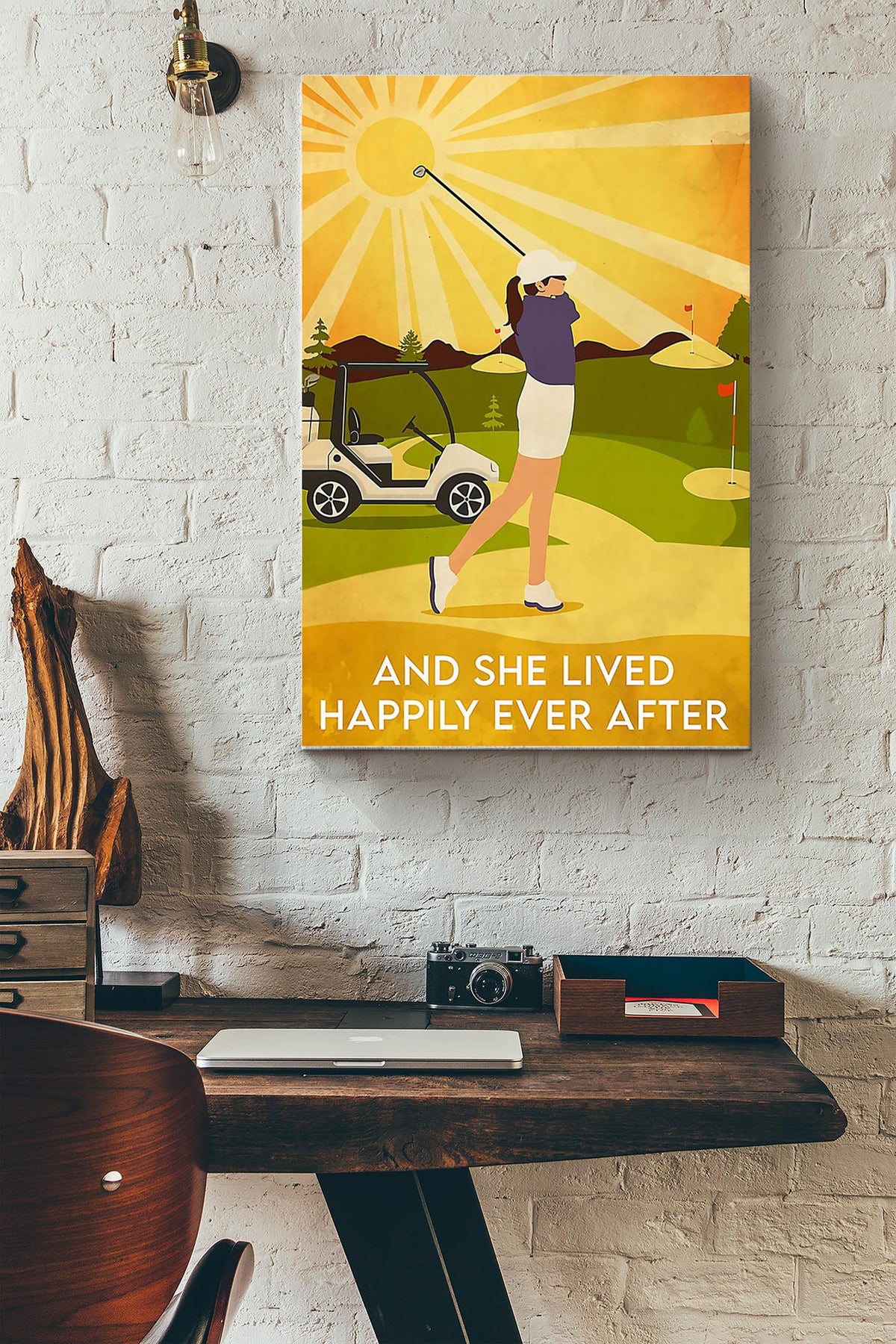 She Played Golf And She Lived Happily Ever After Golf Poster Canvas Gallery Wrapped Canvas Framed Gift Idea