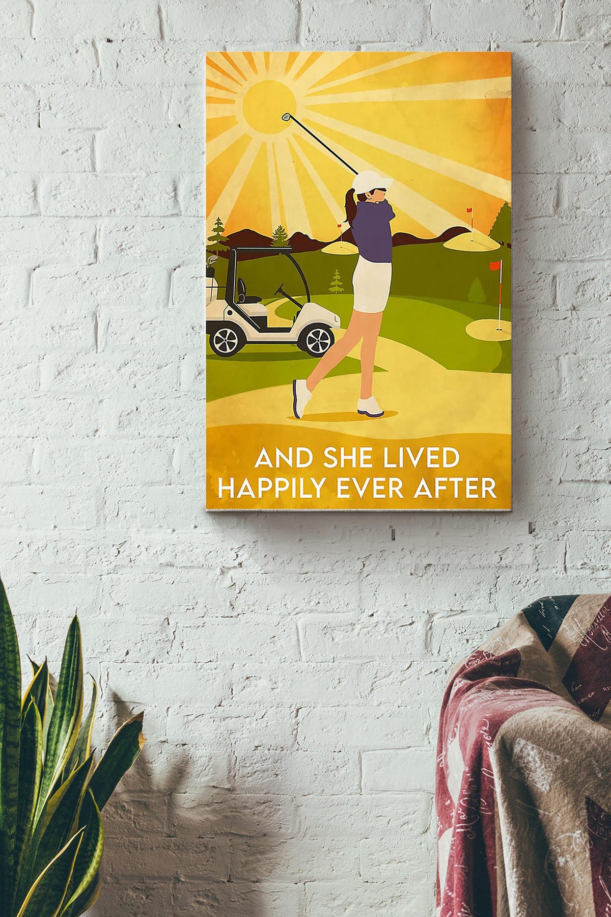 She Played Golf And She Lived Happily Ever After Golf Poster Canvas Gallery Wrapped Canvas Framed Gift Idea