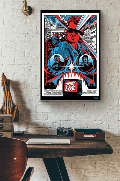 They Live Minimalist Print Poster Canvas Gallery Wrapped Canvas Framed Gift Idea