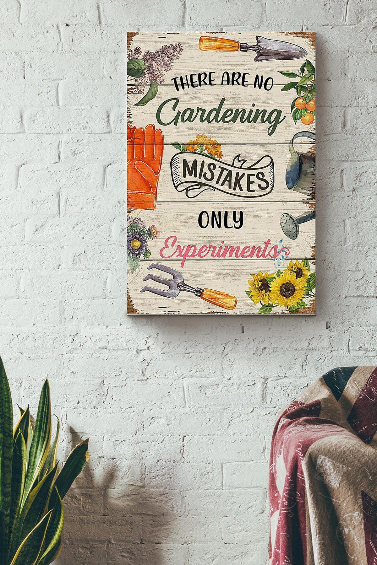 There Are No Gardening Mistake Only Experiments Poster Canvas Gallery Wrapped Canvas Framed Gift Idea