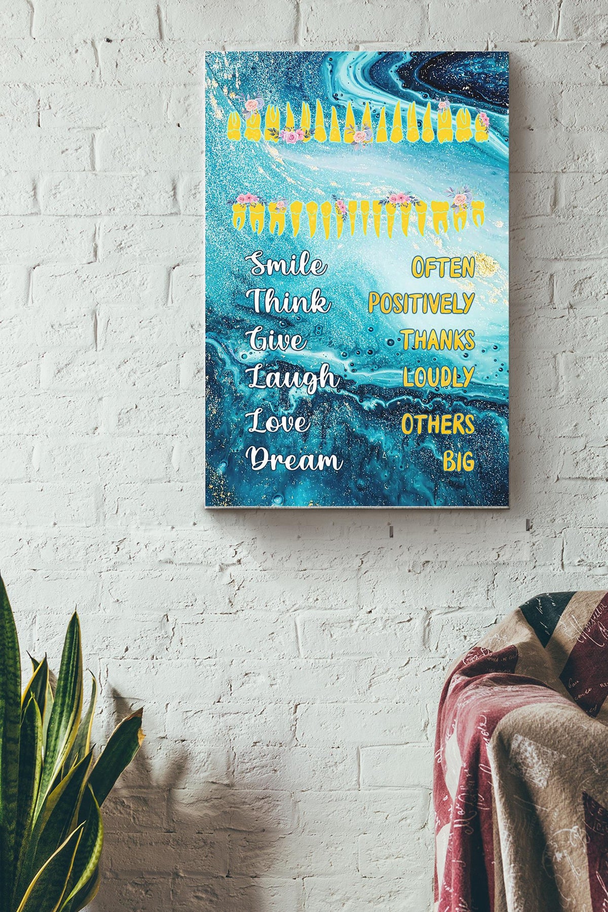 Smile Often Dream Big Dentist Poster Canvas Gallery Wrapped Canvas Framed Gift Idea