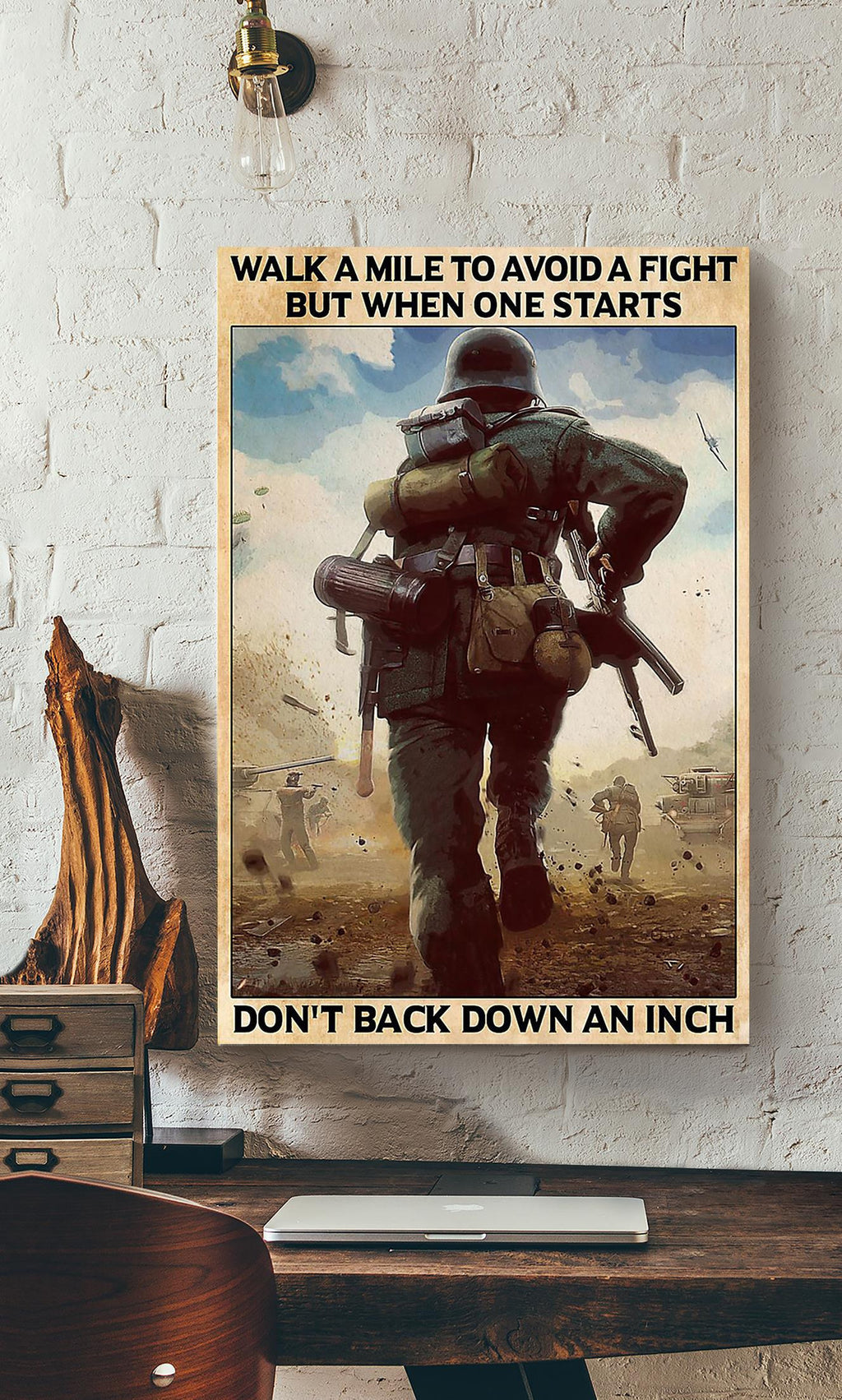 Veteran Don't Back Down An Inch Veteran Gallery Canvas Wall ArtGift For Soldier Canvas Framed Prints, Canvas