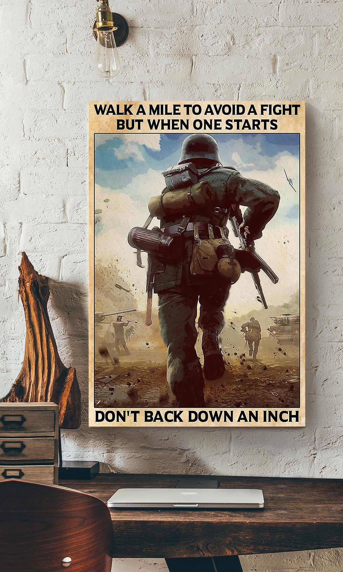 Veteran Don't Back Down An Inch Veteran Gallery Canvas Wall ArtGift For Soldier Canvas Framed Prints, Canvas