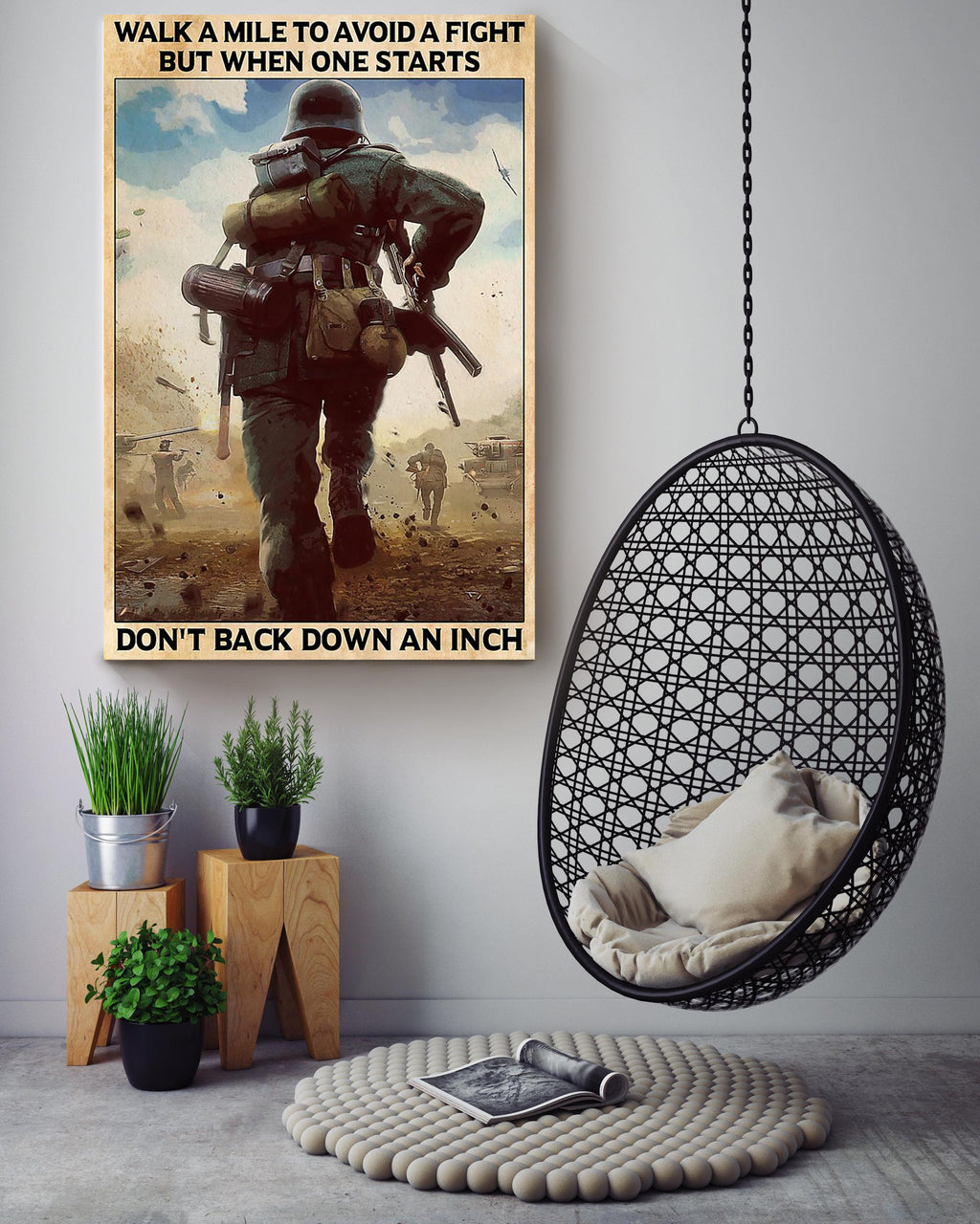 Veteran Don't Back Down An Inch Veteran Gallery Canvas Wall ArtGift For Soldier Canvas Framed Prints, Canvas