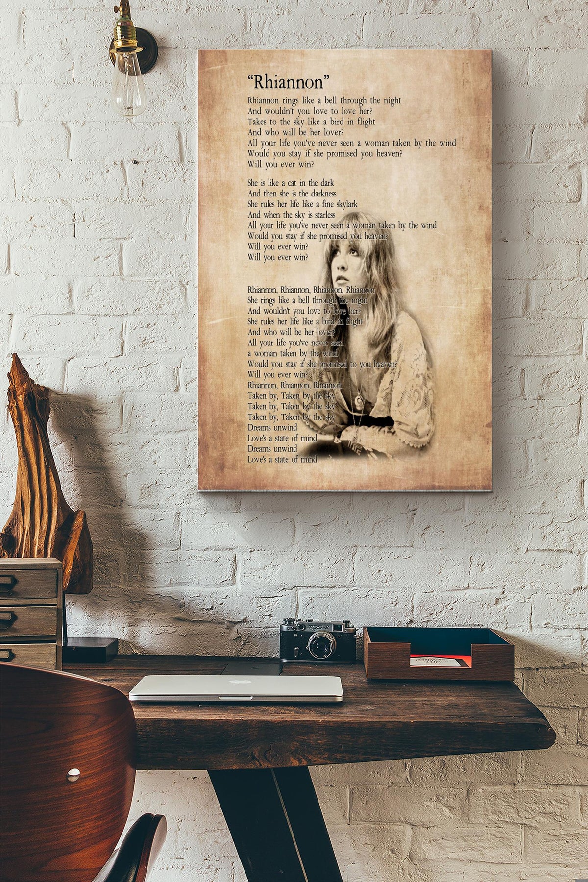 Stevie Nicks Rhiannon Lyric Poster Canvas Gallery Wrapped Canvas Framed Gift Idea