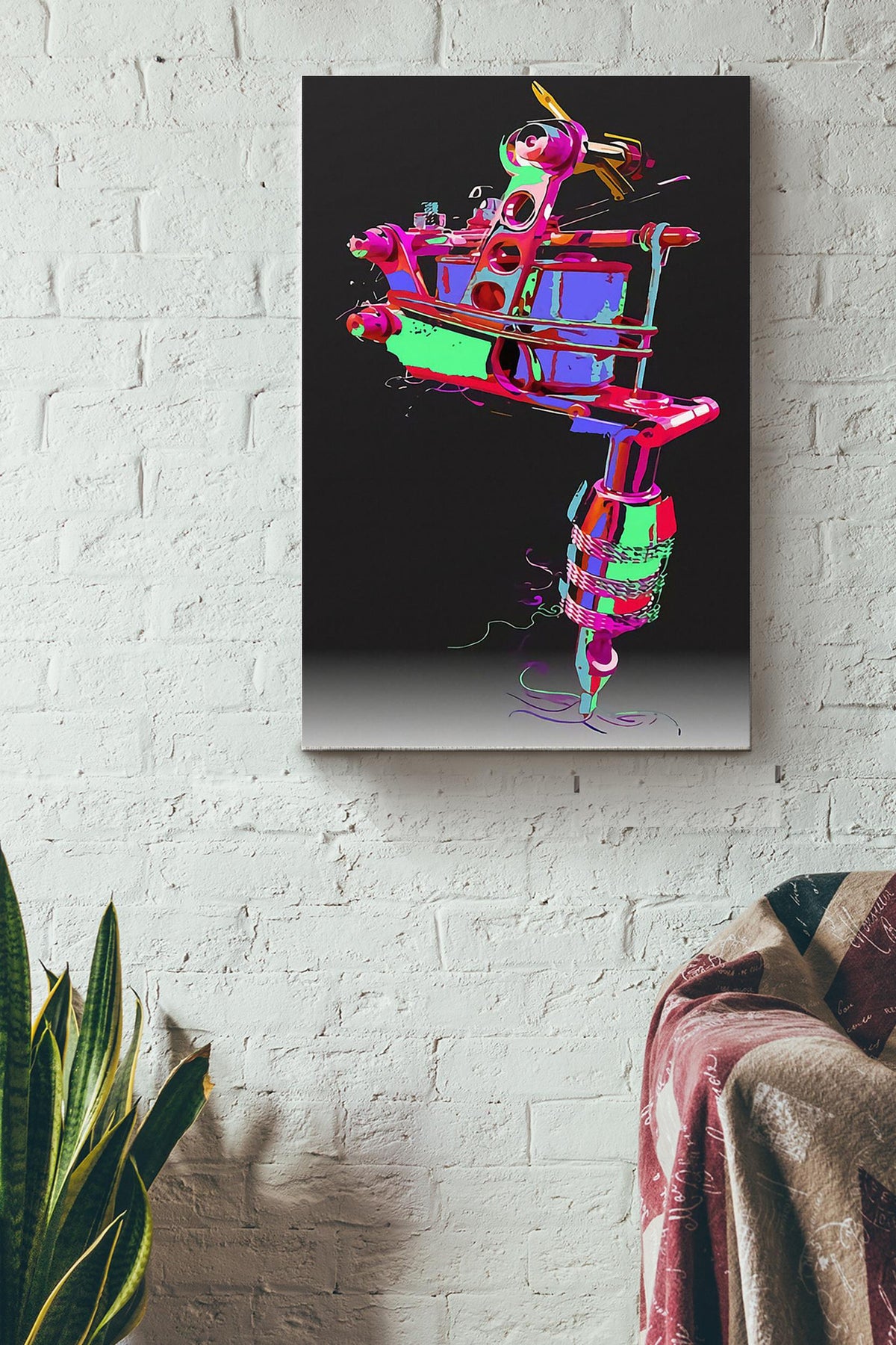 Tattoo Gun Ink Colorful Art 3D Poster Canvas Gallery Wrapped Canvas Framed Gift Idea