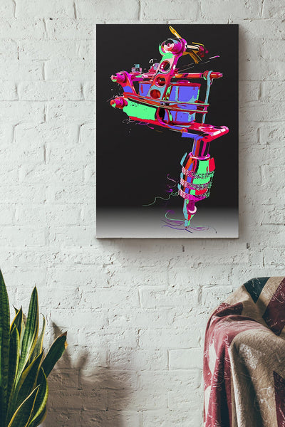 Tattoo Gun Ink Colorful Art 3D Poster Canvas Gallery Wrapped Canvas Framed Gift Idea