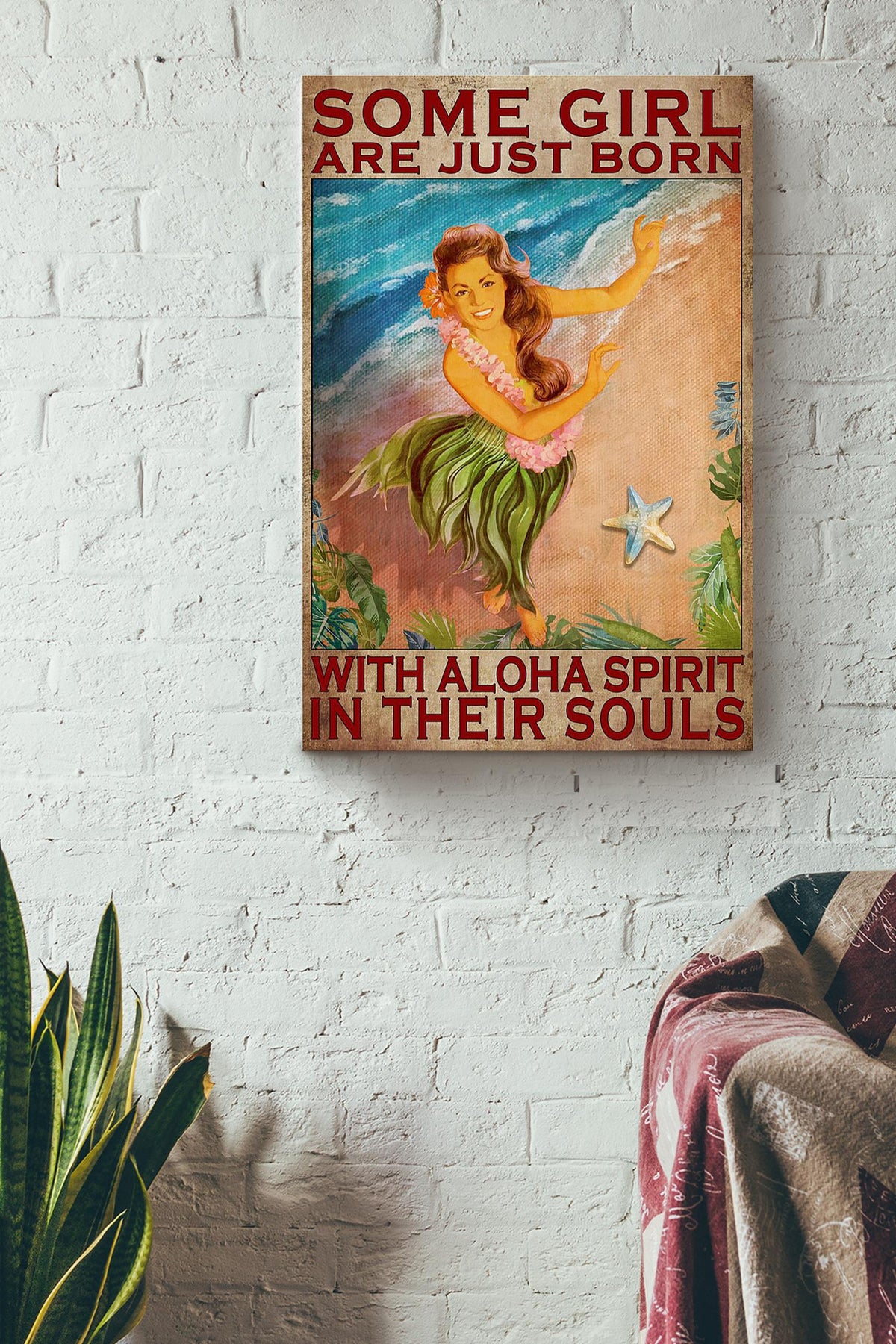 Some Girl Are Just Born With Aloha Spirit In Their Souls Hawaii Poster For Mermaid Fan Kids Room Decor Canvas