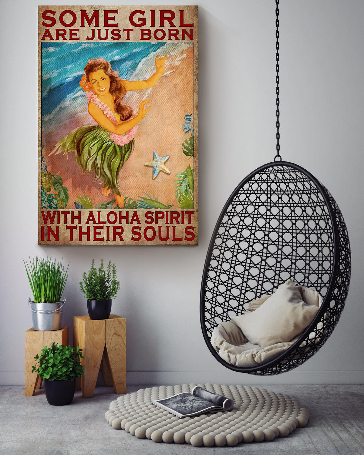 Some Girl Are Just Born With Aloha Spirit In Their Souls Hawaii Poster For Mermaid Fan Kids Room Decor Canvas