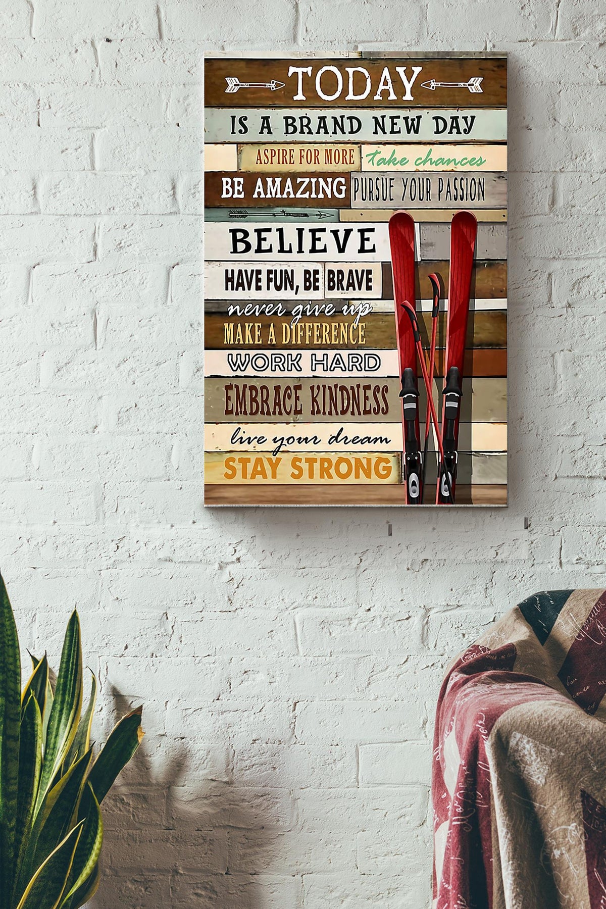 Today Is A Brand New Day Skiing Board Skiing Poster Canvas Gallery Wrapped Canvas Framed Gift Idea