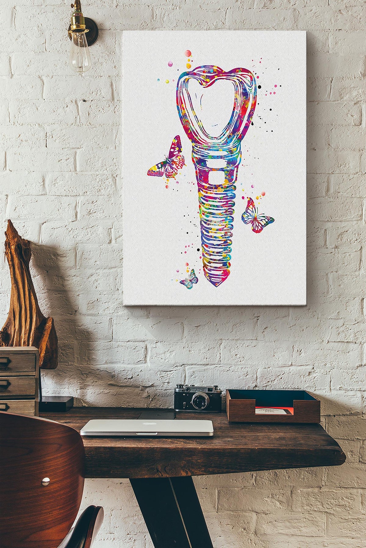 Tooth Implant Dentist Colorful Poster Canvas Gallery Wrapped Canvas Framed Gift Idea