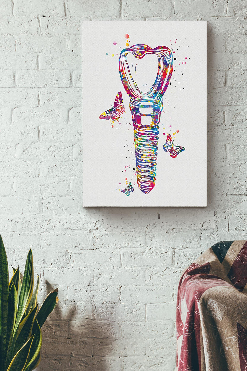 Tooth Implant Dentist Colorful Poster Canvas Gallery Wrapped Canvas Framed Gift Idea