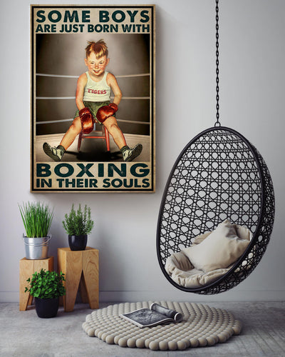 Some Boys Are Born With Boxing In Souls Inspiration Gallery Canvas Wall ArtGift For Kick Boxing Lover Canvas Framed Prints, Canvas