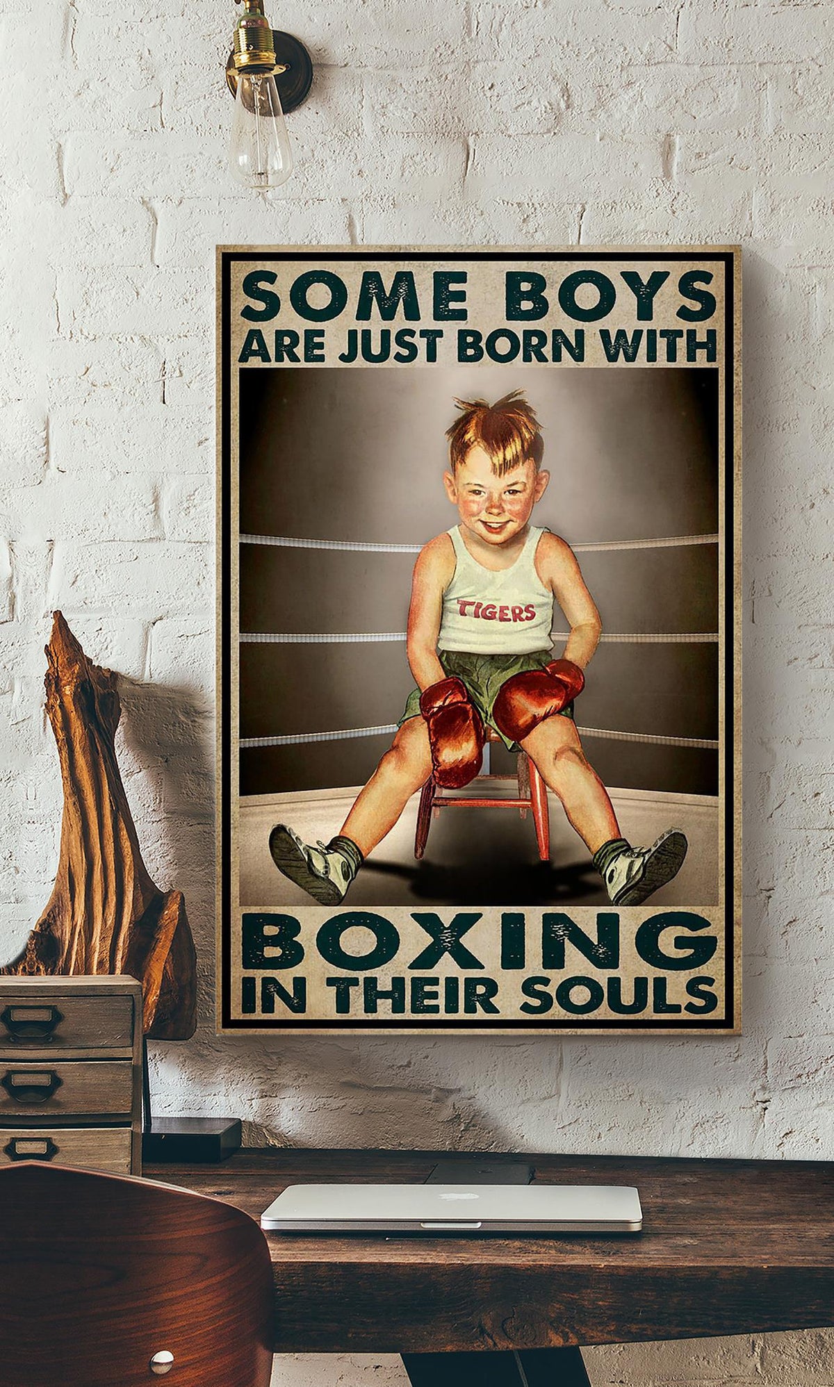 Some Boys Are Born With Boxing In Souls Inspiration Gallery Canvas Wall ArtGift For Kick Boxing Lover Canvas Framed Prints, Canvas